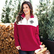 maroon quarter zip sweatshirt on peyton