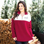 maroon quarter zip sweatshirt on peyton