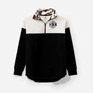 Monogrammed Quarter Zip Sweatshirt in Cowhide