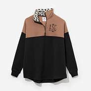 Monogrammed Quarter Zip Sweatshirt in Eclipse Leopard