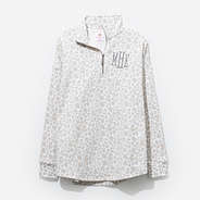 Monogrammed Quarter Zip Sweatshirt in Snow Leopard
