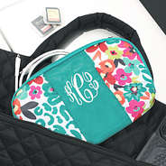 personalized tech pouch organizer in wild bloom buds