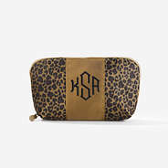 monogrammed tech pouch in leopard