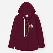 monogrammed waffle shacket in wine