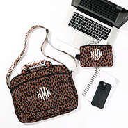 monogrammed laptop accessories pouch and laptop bag in sienna