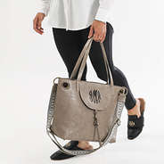 taupe everyday tote bag in hand