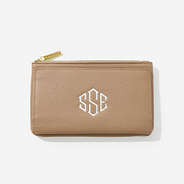 Monogrammed Phone Wallet in Tan