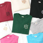 crewneck sweatshirt group flatlay with pine