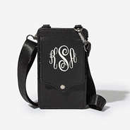 Monogrammed Phone Crossbody in Black