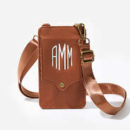 Monogrammed Phone Crossbody in Brown