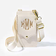 Monogrammed Phone Crossbody in Bone