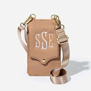Monogrammed Phone Crossbody in Tan