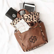 classic cheetah commuter backpack flatlay