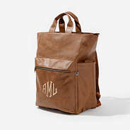Monogrammed Commuter Backpack in Brown with khaki monogram