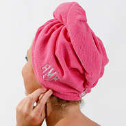 hair towel wrap in pink