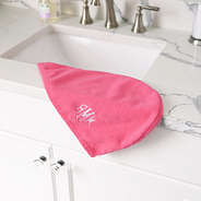 hot pink monogrammed hair towel