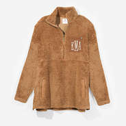 monogrammed sherpa jacket in camel