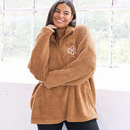camel sherpa monogrammed pullover tunic in camel