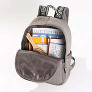 inside of grey textured neoprene backpack