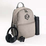 personalized textured neoprene backpack in gray with aztec accent straps