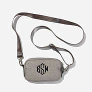 Monogrammed Textured Neoprene Phone Crossbody in Taupe