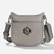 Monogrammed Textured Neoprene Crossbody in Taupe