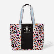 Monogrammed Tote Bag in Sunset Leopard