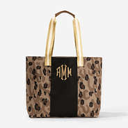Monogrammed Tote Bag in Neutral Sassy Spots