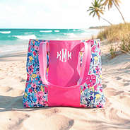 watercolor whimsy tote bag at beach