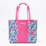 monogrammed tote bag in watercolor whimsy