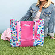 personalized tote bag in watercolor whimsy in grass