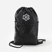 Monogrammed Cinch Bag in black