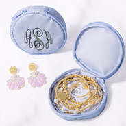 monogrammed lavender travel jewelry case open and closed