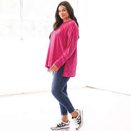 side of monogrammed berry softspun sweatshirt