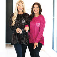 berry and onyx monogrammed softspun sweatshirts together
