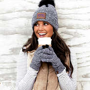 tcu beanie with matching gloves