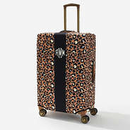 monogrammed luggage cover in cheetah