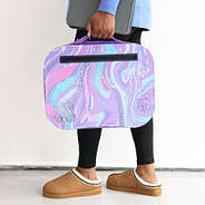 Girl holding purple marble lap desk