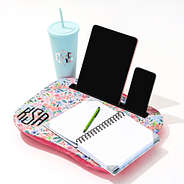 coral floral lap desk studio shot