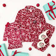 red bow-utiful softspun pajama set mom and me flatlay
