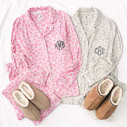 pink cheetah and snow leopard softspun monogrammed pajama sets