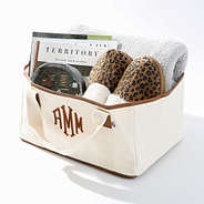 Monogrammed Stair Basket filled