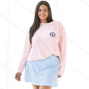 blush faith personalized long sleeve shirt with seersucker skort