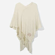 Monogrammed Fringe Poncho in Ivory