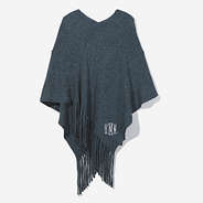 Monogrammed Fringe Poncho in Navy