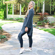 Side view of Navy Poncho