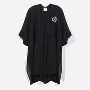 monogrammed poncho cardigan in black
