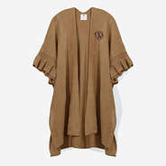 monogrammed poncho cardigan in camel