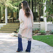 back of khaki fringe cardigan