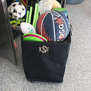 sports balls and gear in classic cheetah personalized rolling cart